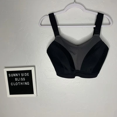 Sujetador deportivo de alto impacto negro y gris Amoena talla 38DDD Foto 1 de 4