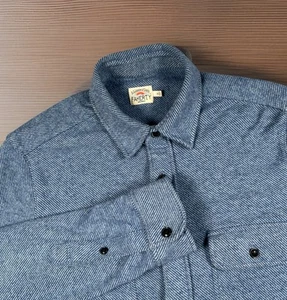 Faherty Legends Sweater Shirt Men's M Heathered Blue Twill Long Sleeve EUC - Picture 1 of 9
