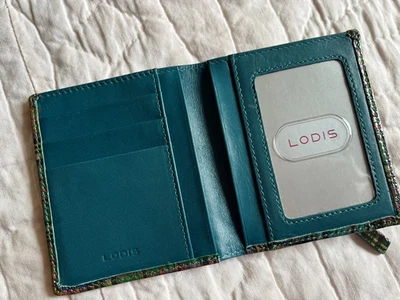 LODIS Cartera Pequeña Doble Plegable Verde Negro Rojo Tela Recubierta a Cuadros + Cuero SIN Desgaste Foto 1 de 4