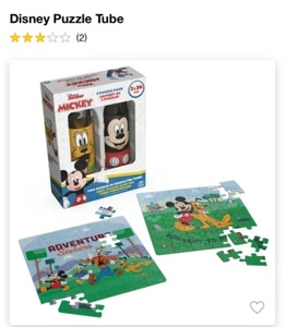 Disney Mickey Mouse 2-Puzzle Pack in Character Tubes, 2x36pcs New - Picture 1 of 2