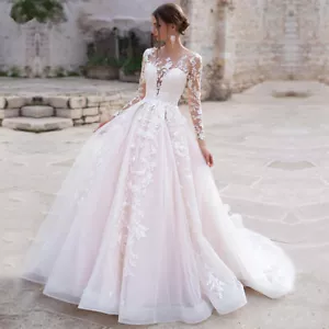 Maßgeschneidert Langarm Appliques Brautkleider Tüll Brautkleid Vintage - Bild 1 von 22