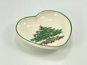 Vintage Spode England Christmas Tree Small Heart Shaped Jewelry Trinket Dish - Picture 1 of 6