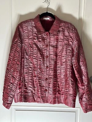 Women’s Erin London Shirt/Light Jacket Size 1X Color Shiny red pink - Image 1 of 4