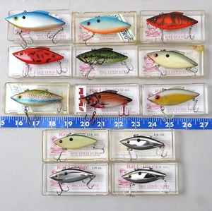 13 VTG Bill Lewis Rat-L-Trap Lure Lot w/ Boxes ~ VG /Excellent Rainbow Craw Shad - Picture 1 of 13
