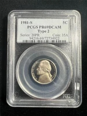 1981 S JEFFERSON NICKEL 5C PF69 ULTRA CAMEO PCGS TYPE 2 PR69 DCAM UCAM SKU 3545 - Image 1 of 2