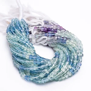 Green Fluorite Gemstone Box Shape Faceted Beads 5X5X5 mm Strand 8" EB-312 - Picture 1 of 2