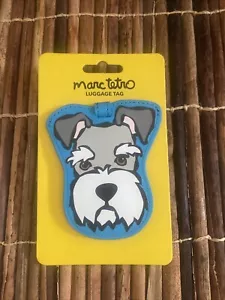 NWOT Marc Tetro Luggage Tag - Schnauzer Dog on Blue - 3 1/2" x 4" - Picture 1 of 3