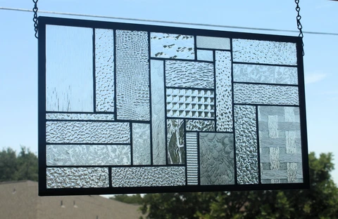 CLEAR STAINED GLASS PANEL/WINDOW PANEL 20 5/8”X 11 3/4 Textured art glass Cover