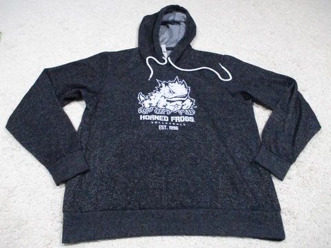 TCU Horned Frogs Sweatshirt Mens Large Black Hoodie Volleyball Jacket NCAA Logo Cover