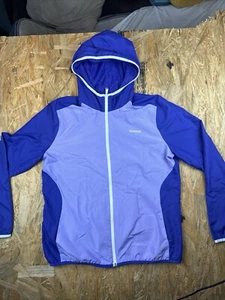Reebok Windbreaker Jacket Womens Large Full Zip Hooded Mesh Pockets Lined - Picture 1 of 8