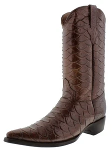 Stivali cowboy uomo pelle nero anaconda stampa serpente punta J misura 12,5, 13,5 - Foto 1 di 5