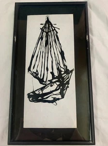 Anthony Eve Kemp Original Boat Art Ink on Paper Framed Approx 11-1/2" x 6-1/2" - Picture 1 of 17