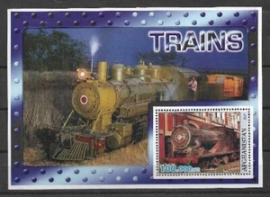 AFGANISTAN 2001 - TRENES - LOCOMOTORAS - HOJITA BLOQUE DE 1 SELLO DENTADO - Imagen 1 de 1