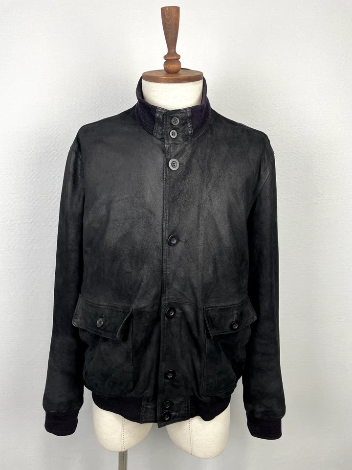 LEONARDO Black 100% Leather Buttons Men's Lined Jacket - Image 1 of 4