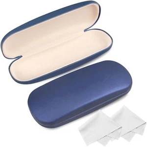 Elegant Dark Blue Eyeglass case |Hard Shell Glasses holder Fits Most Glasses - Picture 1 of 7