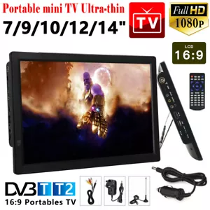 7-14"Ultra-thin Portable 1080P HD Digital TV Freeview Television Player DVB-T-T2 - Picture 1 of 17
