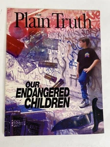 The Plain Truth Magazine August 1993 Our Endangered Children 29 pages. - Picture 1 of 5