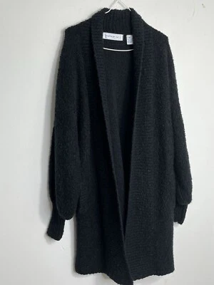 Northern Isles Cardigan Sweater Wms Small Black Mid Length Popcorn  loop knit - Image 1 of 4