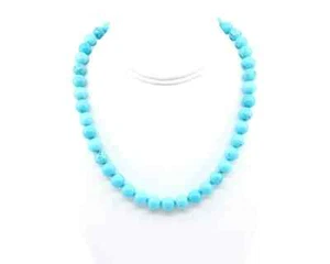 Men's Bold Arizona Turquoise Necklace | 10mm Sky Blue Beads with Natural Matrix - Picture 1 of 4