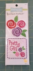 Babyville Boutique Applique Patch "Pretty Girl" Flower Iron On/Sew On - Picture 1 of 2