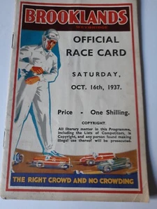 Brooklands programme 16th October 1937 .Brooklands motorsport programme. - Picture 1 of 6