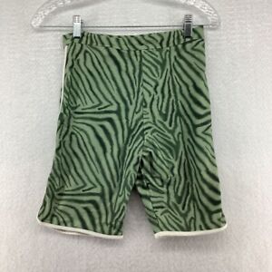 Acacia Womens Fox Bike Swim Shorts Green Black Zebra Print Stretch Pull On M New