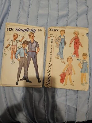 Simplicity Patterns Boy Shirt-Jacket Short & Long Pants Size 5/ 6 Vintage c1960s - Image 1 of 4