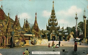 POSTAL ANTIGUA PAGODA INDIA SHWE DAGONE con SELLO - Imagen 1 de 2