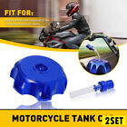 2Set Motorcycle Gas Fuel Tank Cap Kit Aluminium alloy Blue With Breather Valve