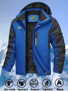 Men's Outdoor Water-Resistant Winter Jacket - Detachable Hood, Insulated, Skiing - Picture 1 of 11