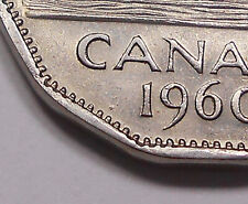 1960 DOT ERROR Five Cents F-VF * Unique Variety Queen Elizabeth II Canada Nickel