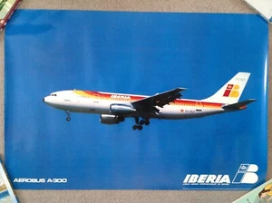 Vintage ORIGINAL airline issued IBERIA advertising POSTER Airbus A300 - Picture 1 of 2