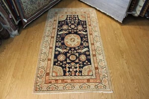 ORIENTAL RUG  VINTAGE KHOTAN RUG 4'4" X 8' AUTHNETIC HANDMADE ASIAN RUG - Picture 1 of 12