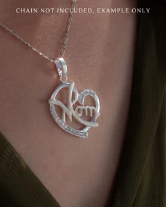 Silver Mom Pendant with Sparkling Cubic Zirconia Mothers Day Gifts with Gift Bag - Picture 1 of 4