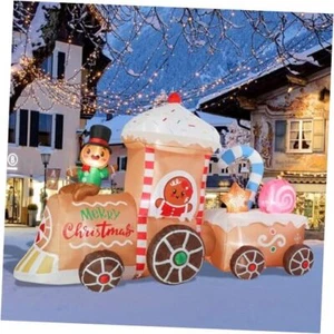 8 FT Gingerbread Man Blow Up Inflatable, Gingerbread Train Inflatables brown - Picture 1 of 7