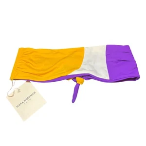 Mara Hoffman Womens Abigail Ivory Multi Bandeau Bikini Top Size XL - Picture 1 of 7