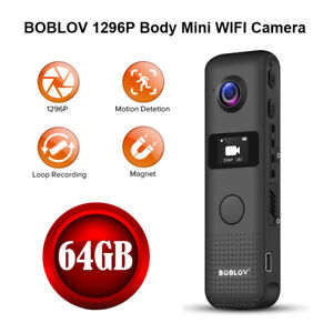 C18 WIFI HD Wireless 1296P Worn OLED Video Camera 64GB Motion Detection 1200mAh