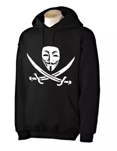 Anonymous Piracy Hoodie - Guy Fawkes Mask V for Vendetta Disobey Hacker T-Shirt - Bild 1 von 1