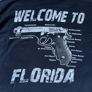 Welcome To Florida Pro Gun Rights Florida Map FL New Law Carry Tshirt Sz Large - Picture 1 of 4