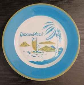 Vintage Jackson China DIAMOND HEAD Hawaii stile Tiki aerografo hawaiano 6 3/4" piastra - Foto 1 di 19