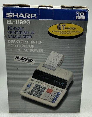 Sharp EL-1192G 10 Digit Printing Desk Calculator GT Function Vintage-OPEN BOX - Image 1 of 4