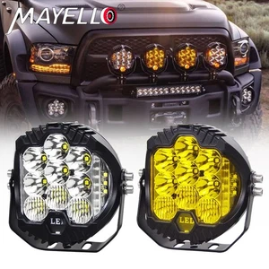 8X 5" LED Work Light Pods DRL Offroad Driving Truck ATV Fog Lamp White & Amber - Imagen 1 de 9