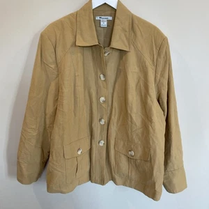 Nygard Collection Silk Linen Top Tan Womens Plus Size 24 Pockets Button - Picture 1 of 7