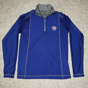 Pullover Chicago Cubs Antigua Para Hombre Pequeño 1/4 Cremallera Rojo/Azul Rayas Logo MLB - Imagen 1 de 8