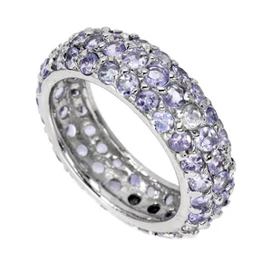 Anello in argento sterling 925 rotondo con pietre preziose tanzanite... - Foto 1 di 9