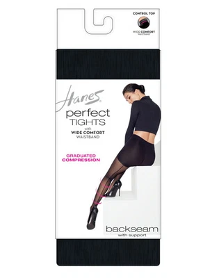 Hanes Women's Perfect Tights Compression Backseam Control Top Smoothing Waist - Image 1 of 3