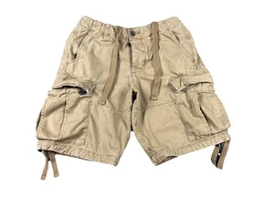 Vtg Abercrombie Fitch Button Fly Cargo Shorts Brown Men’s 31X10 Y2K Straps Retro - Picture 1 of 7