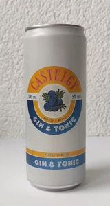 Empty beverage can: Castelgy Gin & Tonic; 330 ml /11.2 fl oz; BOTTOM (Germany) - Picture 1 of 7