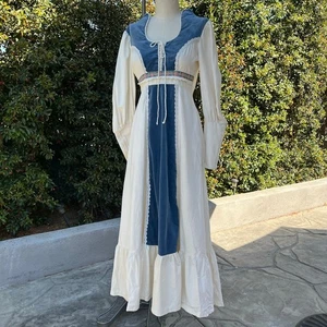 Abito rinascimentale vintage Gunne Sax by Jessica cotone velluto prateria - Foto 1 di 15