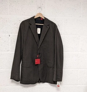 Report Collection Saks Off 5th Blazer Jacket Striped Black Brown Size L / 42 New - Picture 1 of 17